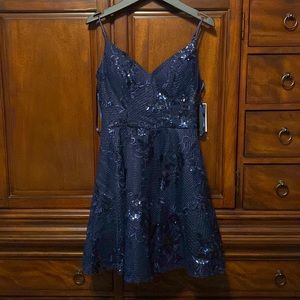 Navy blue sequence party/homecoming dress